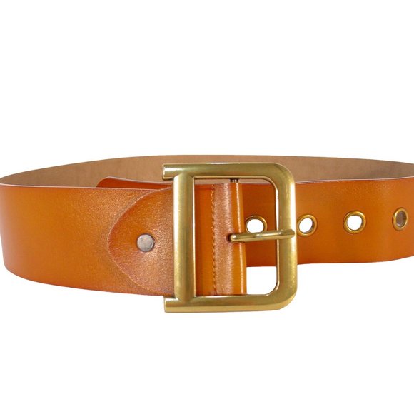 D Statement Buckle Wide Tan Leather Belt Women's M (30"-35") - MINT - Picture 5 of 5